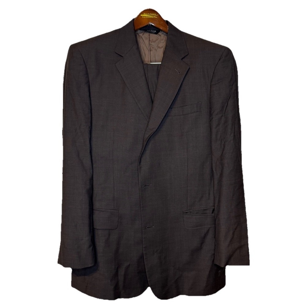 Jos. A. Bank Men Signature Series Suit 100% Wool Blazer Pants Brown Nailhead 42L